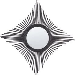 BELIANI Miroir En Rotin Noir 60x60 - Noir