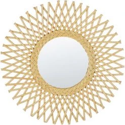 BELIANI Miroir En Rotin Beige 60x60 - Beige