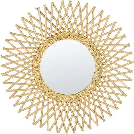 BELIANI Miroir En Rotin Beige 60x60 - Beige 3 BELIANI Miroir En Rotin Beige 60x60 - Beige