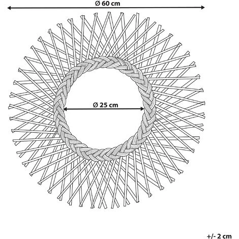 BELIANI Miroir En Rotin Beige 60x60 - Beige 5 BELIANI Miroir En Rotin Beige 60x60 - Beige – Image 3