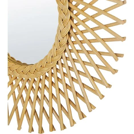 BELIANI Miroir En Rotin Beige 60x60 - Beige 7 BELIANI Miroir En Rotin Beige 60x60 - Beige – Image 5