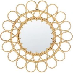 BELIANI Miroir En Rotin Beige 60x60 - Beige