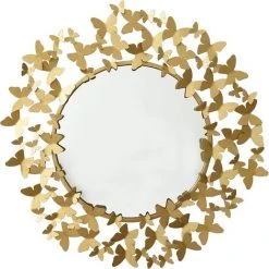 Baroni Home Miroir Mural Décoratif à La Maison Avec Cadre En Fer, Salon Ou Miroir De Chambre, Papillons Dorés