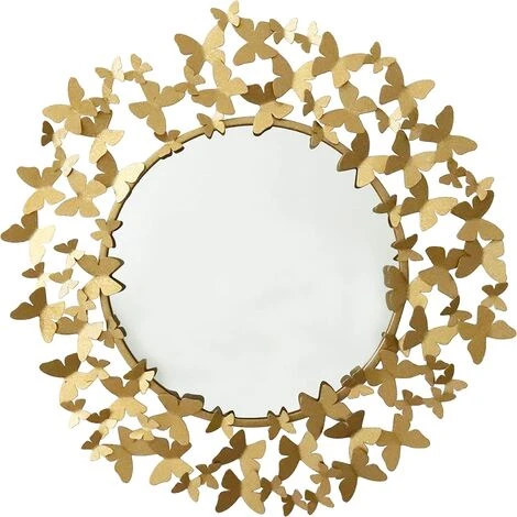 Baroni Home Miroir Mural Décoratif à La Maison Avec Cadre En Fer, Salon Ou Miroir De Chambre, Papillons Dorés 3 Baroni Home Miroir Mural Décoratif à La Maison Avec Cadre En Fer, Salon Ou Miroir De Chambre, Papillons Dorés