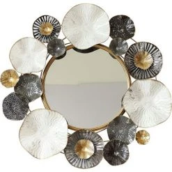 Baroni Home Miroir Mural Décoratif à La Maison Avec Cadre En Fer, Salon Ou Miroir De Chambre, Jantes Blanches Et Dorées