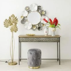 Baroni Home Miroir Mural Décoratif à La Maison Avec Cadre En Fer, Salon Ou Miroir De Chambre, Jantes Blanches Et Dorées -Miroir Soldes Boutique 59896058 4