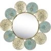 Baroni Home Miroir Mural Décoratif à La Maison Avec Cadre En Fer, Salon Ou Miroir De Chambre, Or Et Grandes Jantes Turquoise