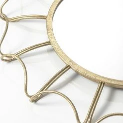 Baroni Home Miroir Mural Décoratif à La Maison Avec Cadre En Fer, Miroir De Salon Ou Chambre, Or D'or De Pétale -Miroir Soldes Boutique 59896063 5