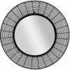 WOMO DESIGN Miroir Mural Rond Métal/MDF Noir Avec Entretoises Horizontales 84cm WOMO-DESIGN®