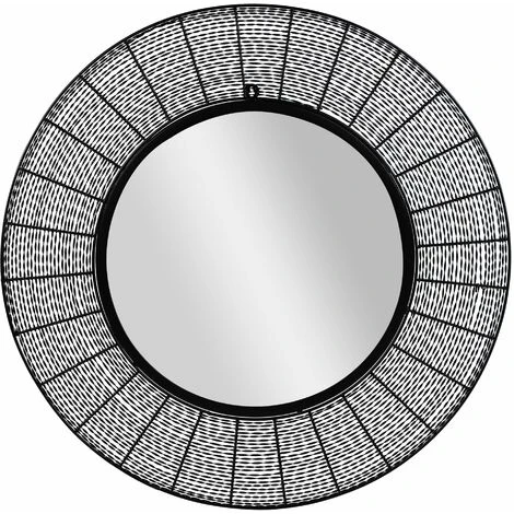 WOMO DESIGN Miroir Mural Rond Métal/MDF Noir Avec Entretoises Horizontales 84cm WOMO-DESIGN® 3 WOMO DESIGN Miroir Mural Rond Métal/MDF Noir Avec Entretoises Horizontales 84cm WOMO-DESIGN®