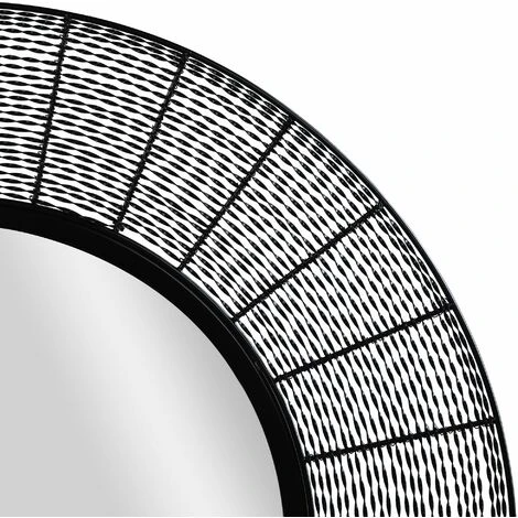 WOMO DESIGN Miroir Mural Rond Métal/MDF Noir Avec Entretoises Horizontales 84cm WOMO-DESIGN® 4 WOMO DESIGN Miroir Mural Rond Métal/MDF Noir Avec Entretoises Horizontales 84cm WOMO-DESIGN® – Image 2