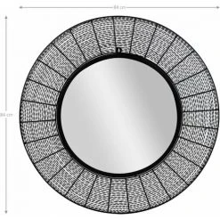 WOMO DESIGN Miroir Mural Rond Métal/MDF Noir Avec Entretoises Horizontales 84cm WOMO-DESIGN® 10 WOMO DESIGN Miroir Mural Rond Métal/MDF Noir Avec Entretoises Horizontales 84cm WOMO-DESIGN® -Miroir Soldes Boutique 59943065 4