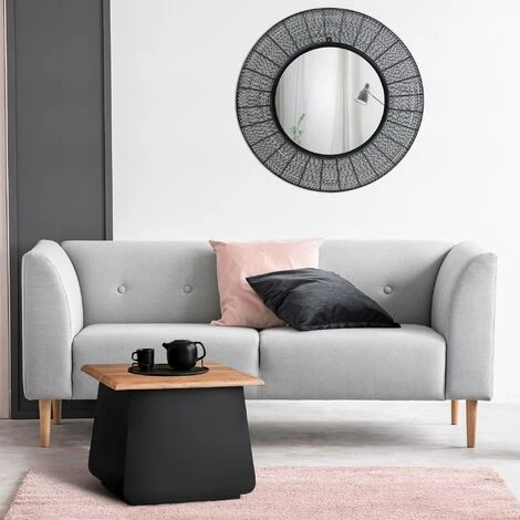 WOMO DESIGN Miroir Mural Rond Métal/MDF Noir Avec Entretoises Horizontales 84cm WOMO-DESIGN® 7 WOMO DESIGN Miroir Mural Rond Métal/MDF Noir Avec Entretoises Horizontales 84cm WOMO-DESIGN® – Image 5