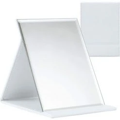 AOUGO Miroir De Courtoisie 1 Pièce, Miroir De Commode Pliant Portable - Miroir De Bureau Sur Pied Miroir De Table Pliant - Miroir Rectangulaire Sur Pied - Blanc