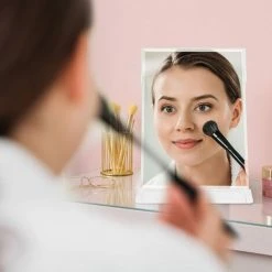 AOUGO Miroir De Courtoisie 1 Pièce, Miroir De Commode Pliant Portable - Miroir De Bureau Sur Pied Miroir De Table Pliant - Miroir Rectangulaire Sur Pied - Blanc -Miroir Soldes Boutique 59992151 3