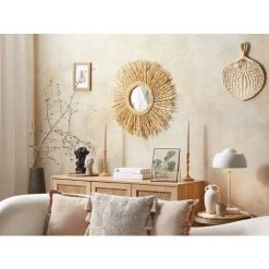 BELIANI Miroir En Rotin Beige 60x60 - Beige 8 BELIANI Miroir En Rotin Beige 60x60 - Beige -Miroir Soldes Boutique 60012446 2