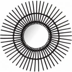 Miroir Mural à Ratán Redondo Blick Black Ø60cm Thinia Home
