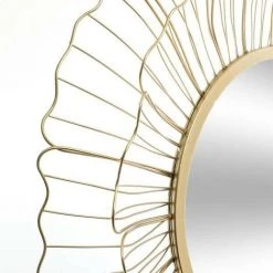 ATMOSPHERA Miroir En Forme De Fleur Rond En Métal, Verre Et MDF - Ø Miroir 30 Cm - Ø 67 X Ep. 3,5 Cm - Or - A Suspendre Sur Le Mur -Miroir Soldes Boutique 60107305 2