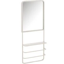 LES TENDANCES Miroir Mural Avec étagère Métal Blanc Ratus L 40 Cm
