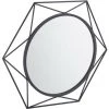 Relaxdays Miroir Mural, Rond, à Suspendre, Cadre En Métal Hexagonal, Moderne Et élégant, Ø 45 Cm, Noir