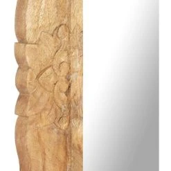 INLIFE Miroir 110x50 Cm Bois De Manguier Massif -Miroir Soldes Boutique 60303557 5