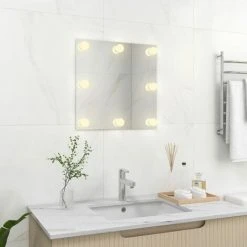INLIFE Miroir Mural Avec Lampes LED Carré Verre -Miroir Soldes Boutique 60303657 3