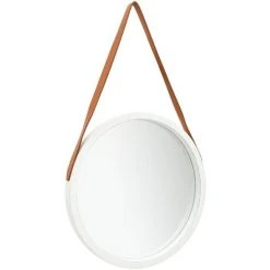 Topdeal Miroir Mural Avec Sangle 50 Cm Blanc FF320364_FR