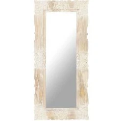 Topdeal Miroir Blanc 110x50 Cm Bois De Manguier Massif FF321634_FR