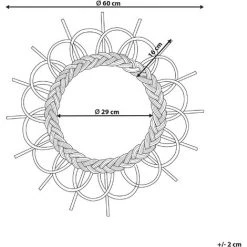BELIANI Miroir En Rotin Noir 60x60 - Noir -Miroir Soldes Boutique 60374366 3