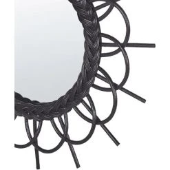 BELIANI Miroir En Rotin Noir 60x60 - Noir -Miroir Soldes Boutique 60374366 5