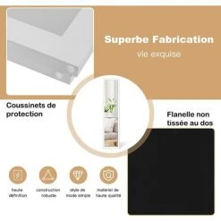 RELAX4LIFE Grand Miroir Sur Pied Chambre 147X29CM Avec Cadre En MDF Et Verre Antidéflagrant, Grand Miroir Mural Rectangulaire Pour Salon Vestiaire Couloir, Miroir Pleine Longueur(Blanc) -Miroir Soldes Boutique 60464694 3