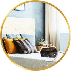 ZOLGINAH Miroir Mural Doré Rond 60 Cm Miroir De Salle De Bain Rond Miroir De Maquillage Miroir De Décoration Pour Salle De Bain, Dressing, Salon