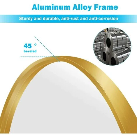ZOLGINAH Miroir Mural Doré Rond 60 Cm Miroir De Salle De Bain Rond Miroir De Maquillage Miroir De Décoration Pour Salle De Bain, Dressing, Salon 6 ZOLGINAH Miroir Mural Doré Rond 60 Cm Miroir De Salle De Bain Rond Miroir De Maquillage Miroir De Décoration Pour Salle De Bain, Dressing, Salon – Image 4
