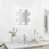 INLIFE Miroir Mural Avec Lampes LED Carré Verre