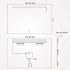 AQUAE LINE Miroir LED 80x80 Cm, Mona -Miroir Soldes Boutique 60632165 4