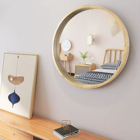 MERKMAK Grand Miroir Mural Rond 76.5 Cm Avec Cadre En Chene Pour Salle De Bain, Chambre, Dressing Ou Salon 3 MERKMAK Grand Miroir Mural Rond 76.5 Cm Avec Cadre En Chene Pour Salle De Bain, Chambre, Dressing Ou Salon