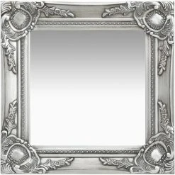NOVA Miroir Mural Conception Anti-âge Cadre Ornemental De Style Baroque 40 X 40 Cm Couleur : Argent