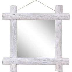 NOVA Miroir Avec Des Troncs De Récupération Blanche Solide Blanc Blanc Différentes Tailles Taille : 70x70 Cm