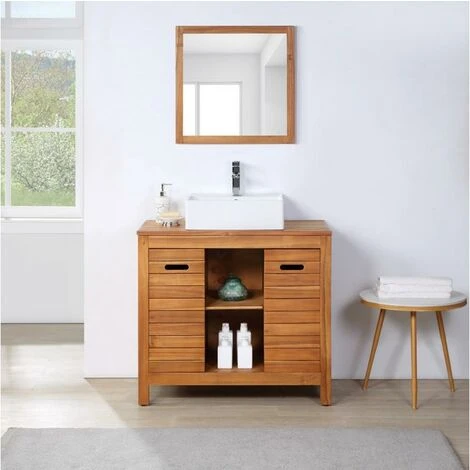 VENTE-UNIQUE.COM Miroir Carré Avec Contour En Bois D'acacia - 60 X 60 Cm - SEPANG - Naturel Foncé 7 VENTE-UNIQUE.COM Miroir Carré Avec Contour En Bois D'acacia - 60 X 60 Cm - SEPANG - Naturel Foncé – Image 5