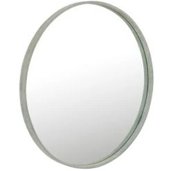 LES TENDANCES Miroir Rond Cuir Vert Analore D 60 Cm