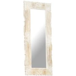 FIMEI Miroir Blanc 110x50 Cm Bois De Manguier Massif -Miroir Soldes Boutique 60966744 2