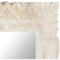 FIMEI Miroir Blanc 110x50 Cm Bois De Manguier Massif -Miroir Soldes Boutique 60966744 4