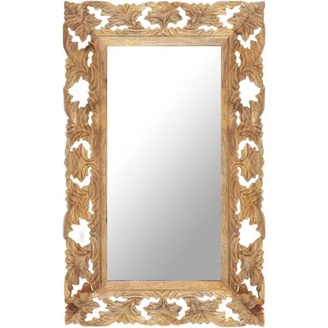 FIMEI Miroir Sculpté à La Main Marron 80x50cm Bois De Manguier Massif 3 FIMEI Miroir Sculpté à La Main Marron 80x50cm Bois De Manguier Massif