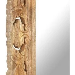 FIMEI Miroir Sculpté à La Main Marron 110x50 Cm Bois De Manguier -Miroir Soldes Boutique 60970272 5