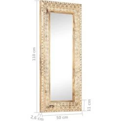 FIMEI Miroir Sculpté à La Main 110x50x2,6 Cm Bois De Manguier Solide -Miroir Soldes Boutique 60971611 5