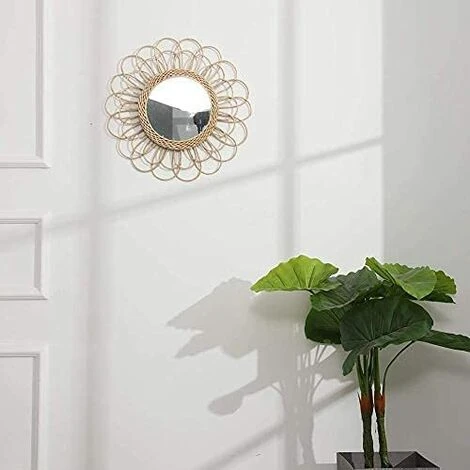 MINKUROW Rotin Miroir Suspendu - Boho Miroir Decoration Murale - Miroir Pour Appartement, Salon, Chambre à Coucher, Décoration De La Maison Moderne 5 MINKUROW Rotin Miroir Suspendu - Boho Miroir Decoration Murale - Miroir Pour Appartement, Salon, Chambre à Coucher, Décoration De La Maison Moderne – Image 3