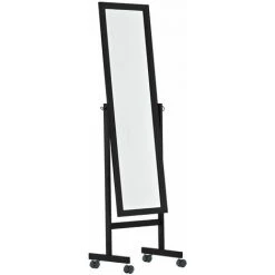 NOVA Miroir Auto-supportant Avec Roues En Bois Réglables Modernes Diverses Couleurs Couleur : Noir