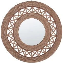 BELIANI Miroir En Bois Solide Marron 62x62 - Marron