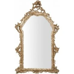 BISCOTTINI MIROIR MURAL EN BOIS FINITION ARGENT ANTIQUE FABRIQUÉ EN ITALIE