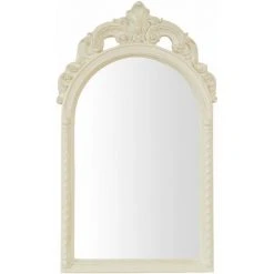 BISCOTTINI MIROIR MURAL EN BOIS FINITION BLANC ANTIQUE FABRIQUÉ EN ITALIE